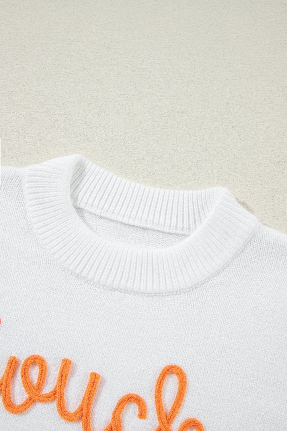 White Touchdown Tinsel Puff Short Sleeve Crew Neck Sweater