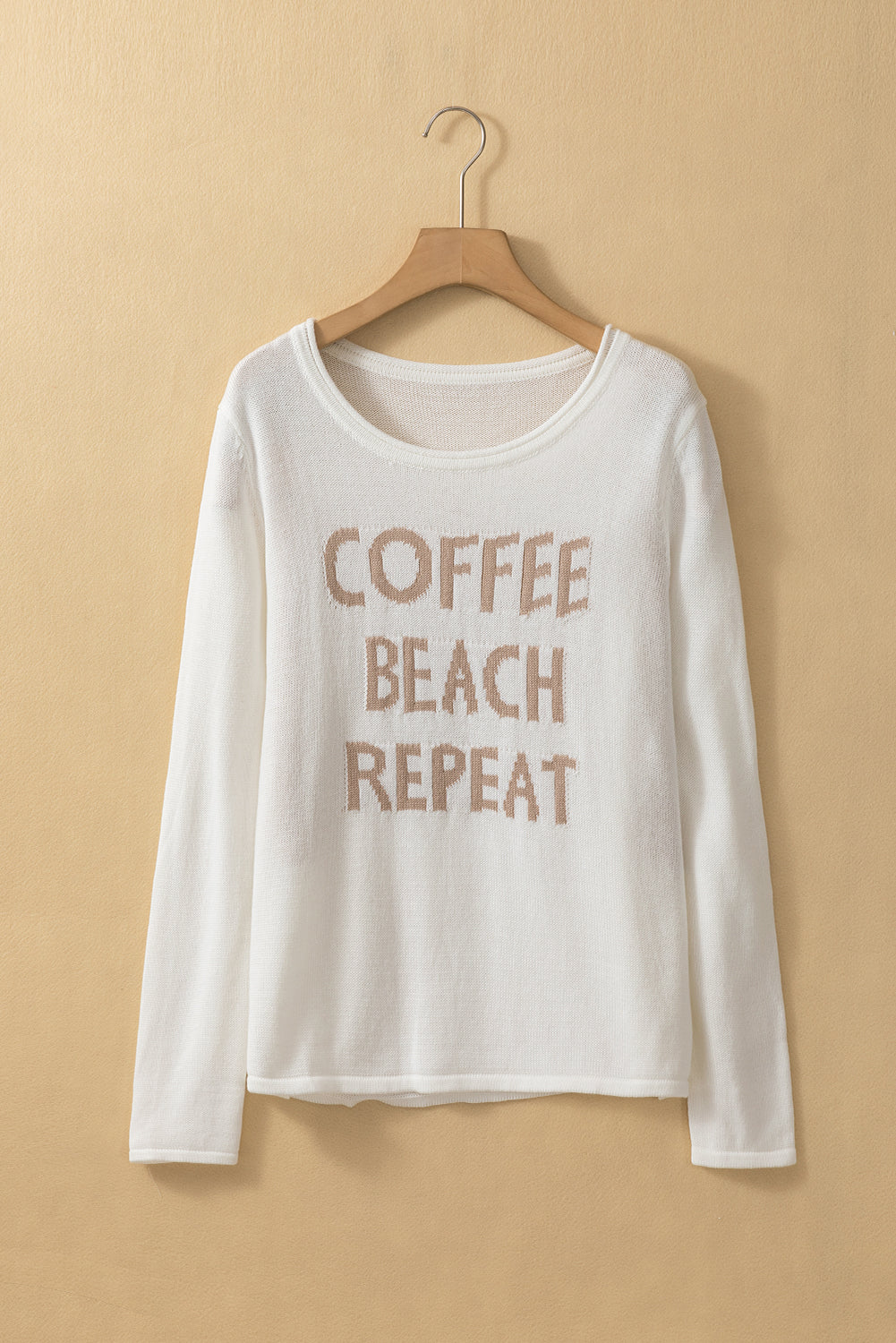 White COFFEE BEACH REPEAT Graphic Sweater