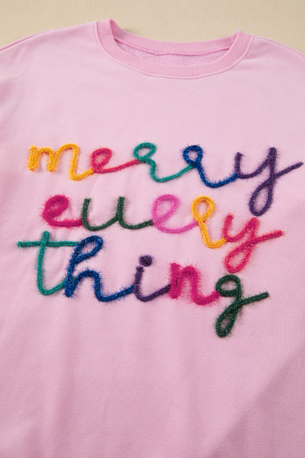 Peach Blossom Merry Every Thing Tinsel Slogan Sweatshirt