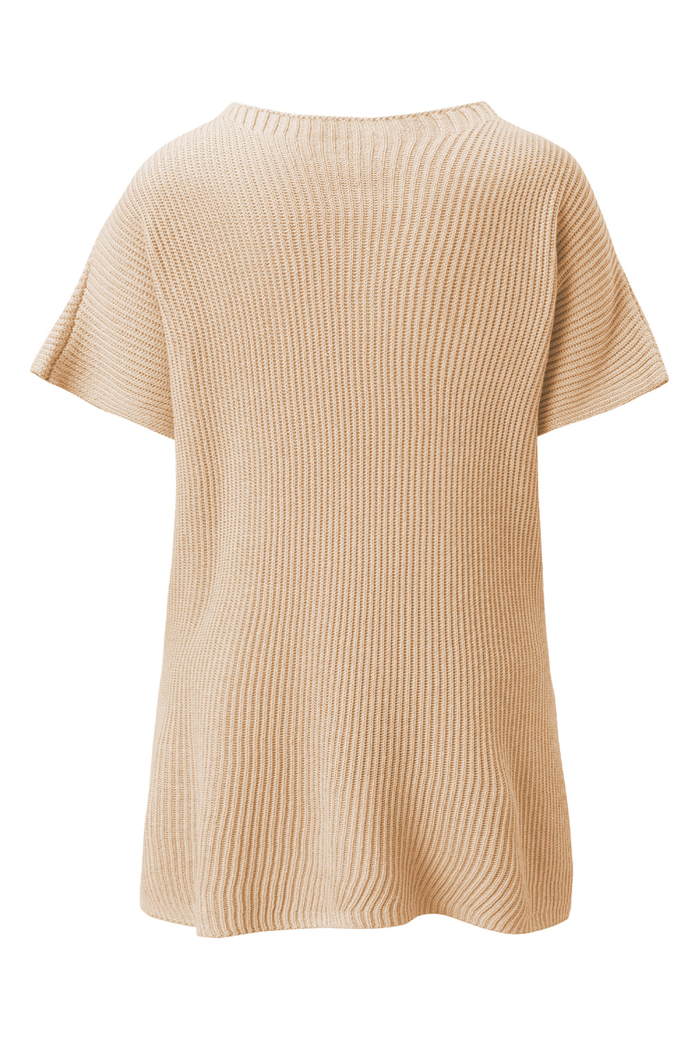 Apricot Short Sleeve Side Slit Oversized Sweater